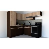 Bucatarie de Colt GENA NEW 10 ST. 190-200, Fara Corp de Cuptor, Wenge / Stejar Sonoma